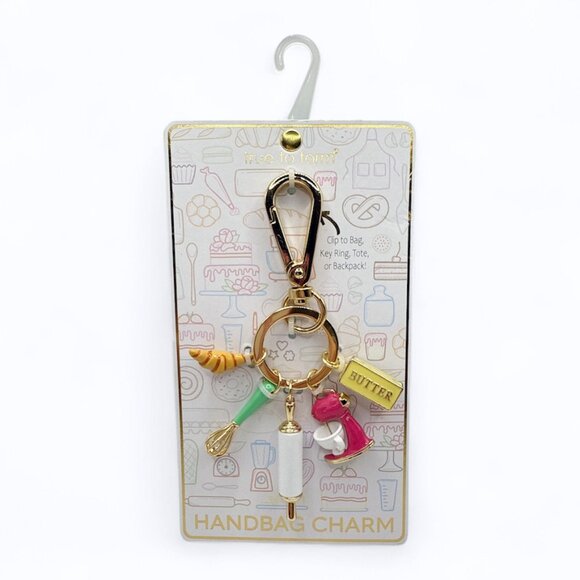 NEW True To Form - Bakers Clip on Hand Bag Charm/ Key Chain/ Key Ring - Gr/Pi/Go - Picture 1 of 2